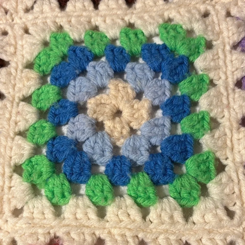 Vintage Crochet Granny Square Blanket
